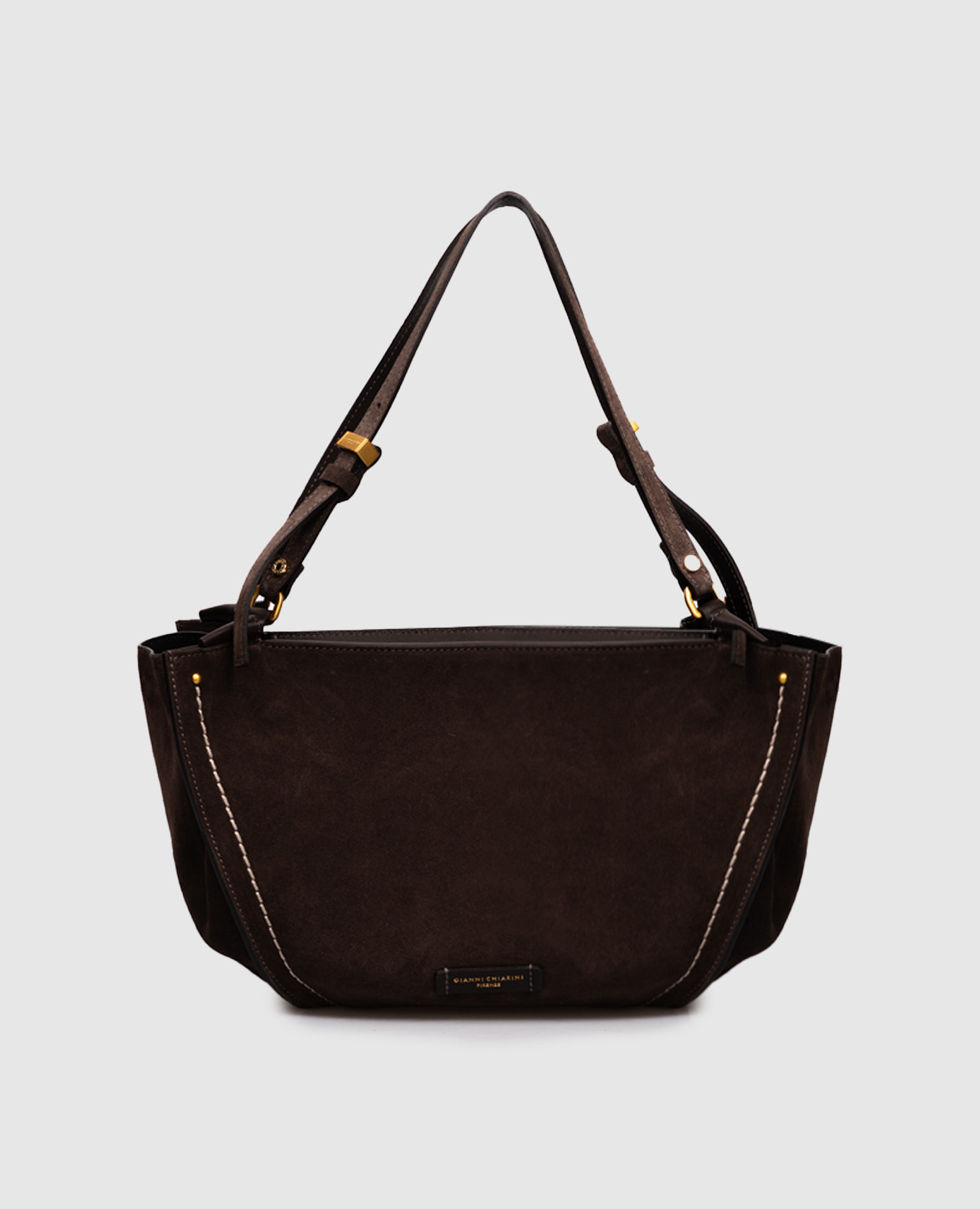 

BLOOM brown suede tote bag with logo patch Gianni Chiarini