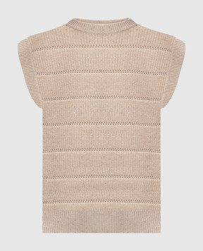 Brunello Cucinelli Beige cashmere and wool vest with lurex MBM738210P
