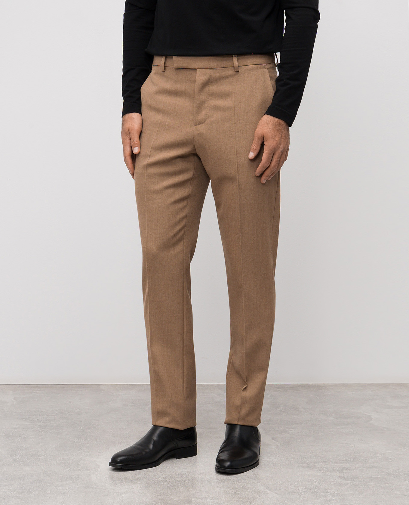 

Brown wool trousers with logo patch Versace