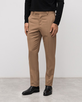 Versace Brown wool trousers with logo patch 10166481A15433