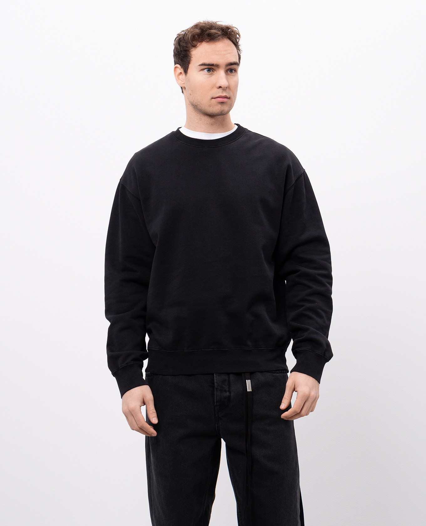 

Black sweatshirt with branded ribbons Ann Demeulemeester