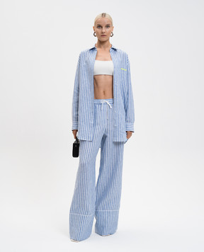 Off-White Blue striped linen pants 2CA195T25FAB001