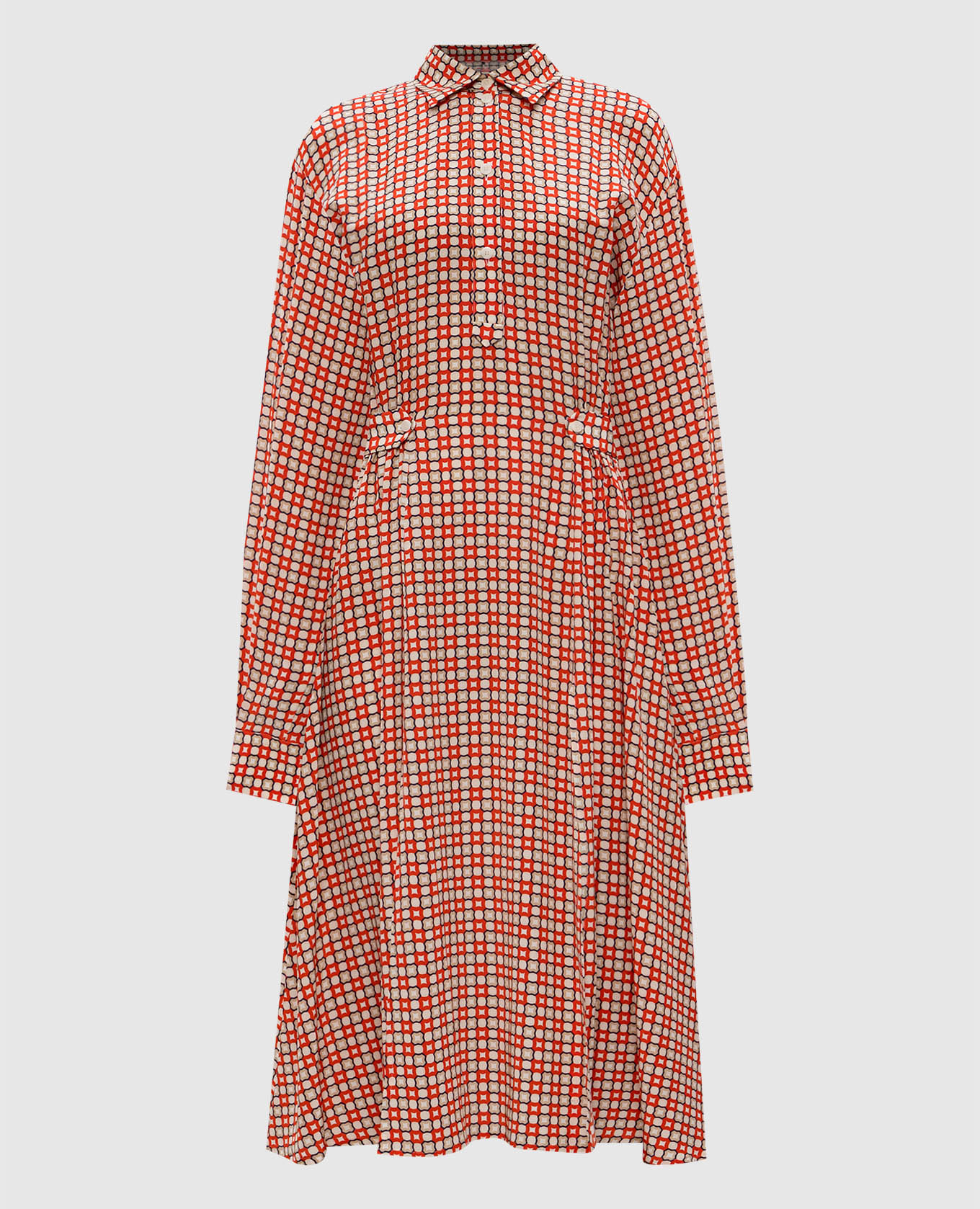 Red silk shirt dress with geometric print Ermanno Scervino