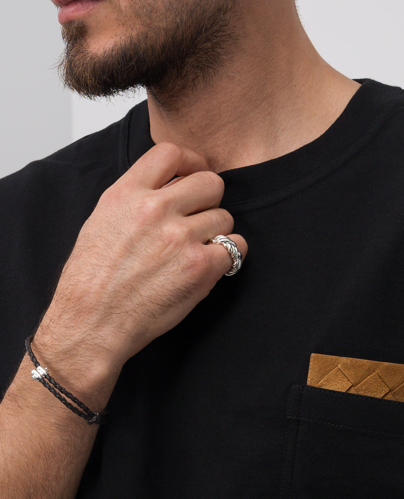

Brown leather braided bracelet Bottega Veneta