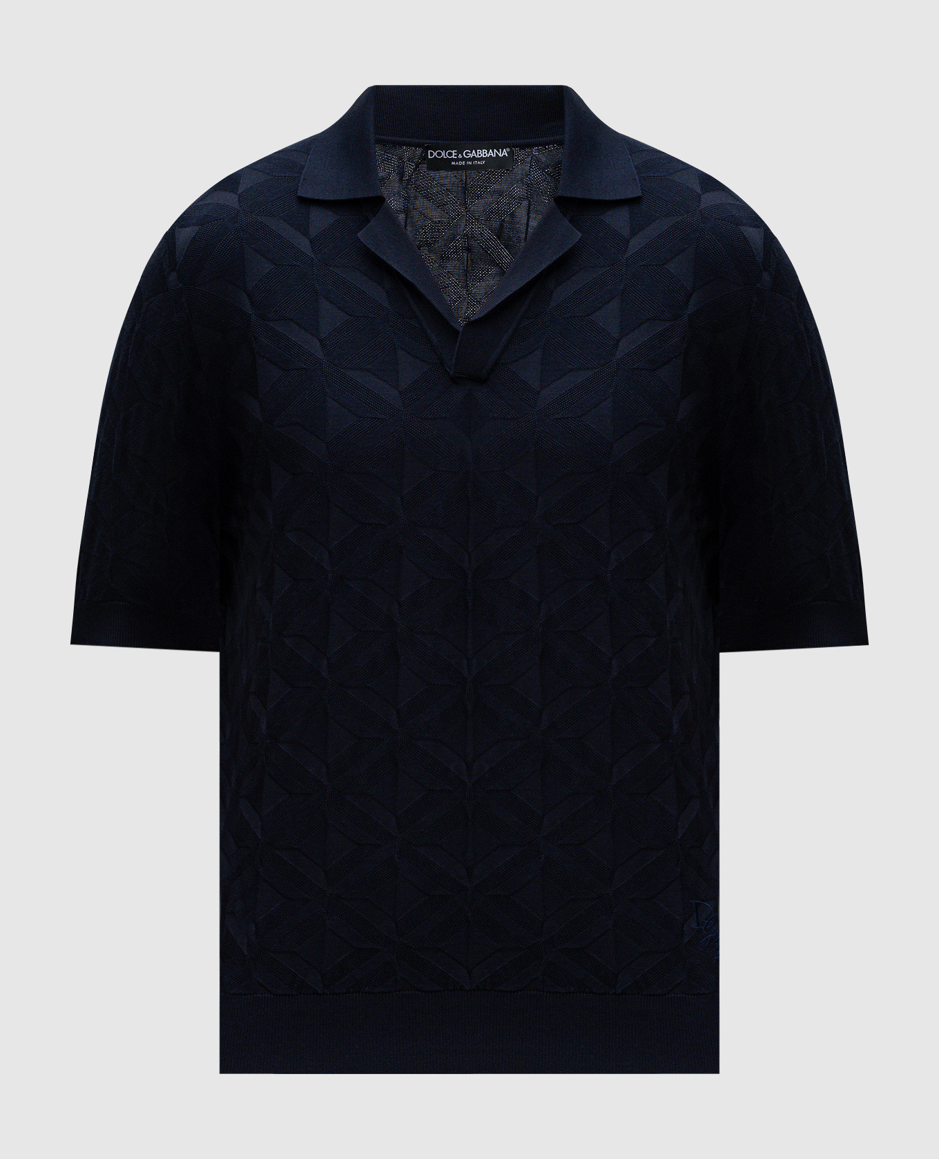

Blue silk polo shirt with woven pattern Dolce&Gabbana