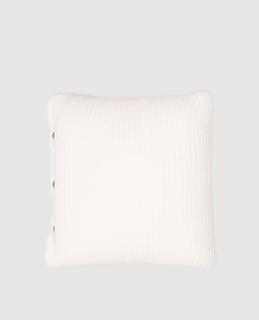 Brunello Cucinelli White cashmere checkered pillow ML1205D01