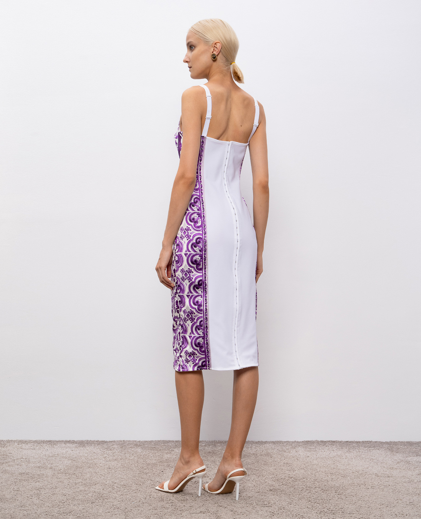 

White midi sheath dress with Majolica print Dolce&Gabbana