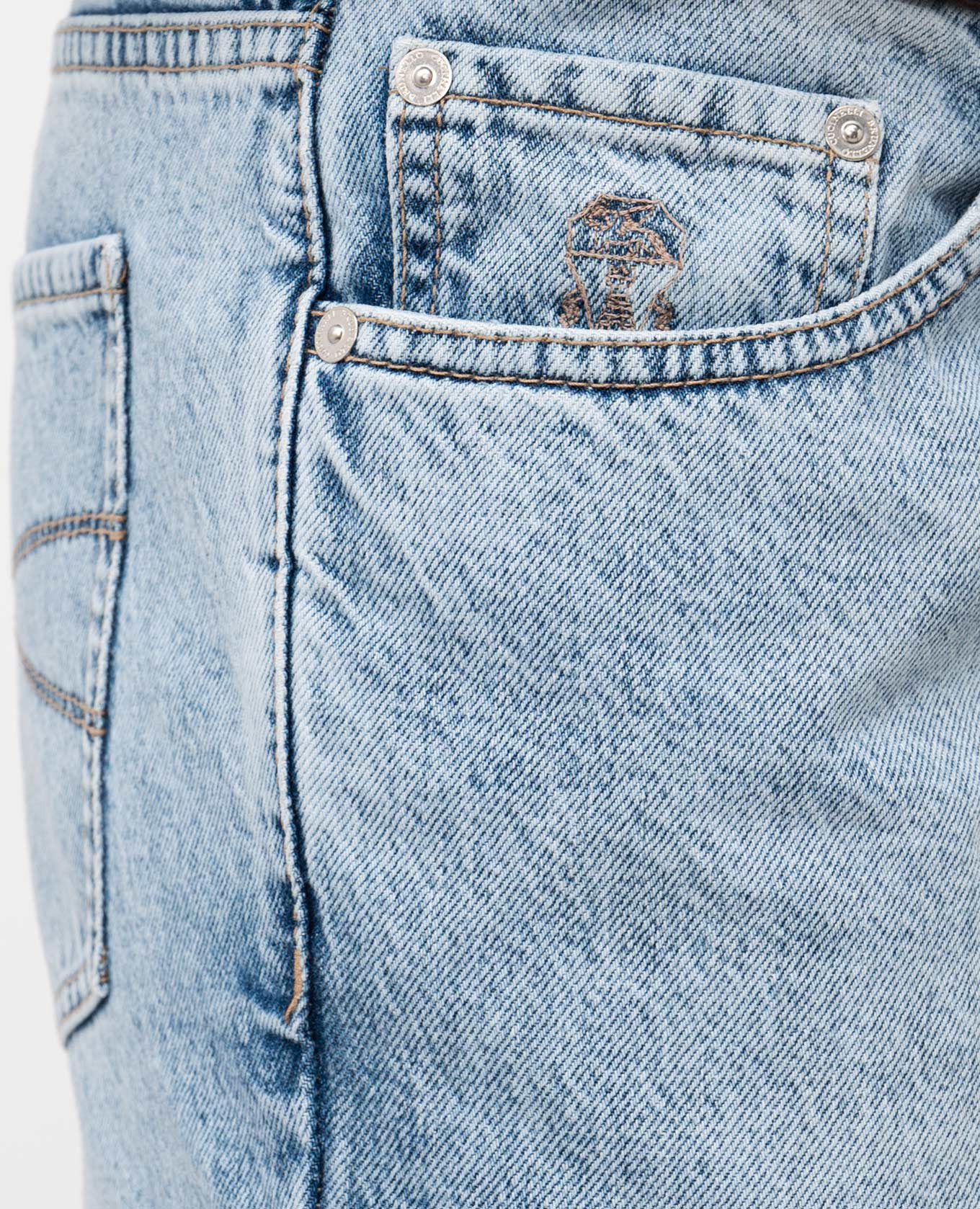 

Blue jeans with logo patch Brunello Cucinelli, Light blue