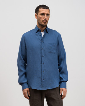 Sease Blue straight-cut hemp shirt SI030TN359