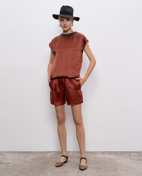 Brunello Cucinelli Brown silk shorts M0W19P1345y