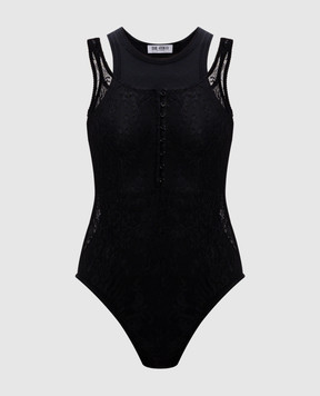 The Attico Black bodysuit with lace double construction 250WCY00030JMD001AA