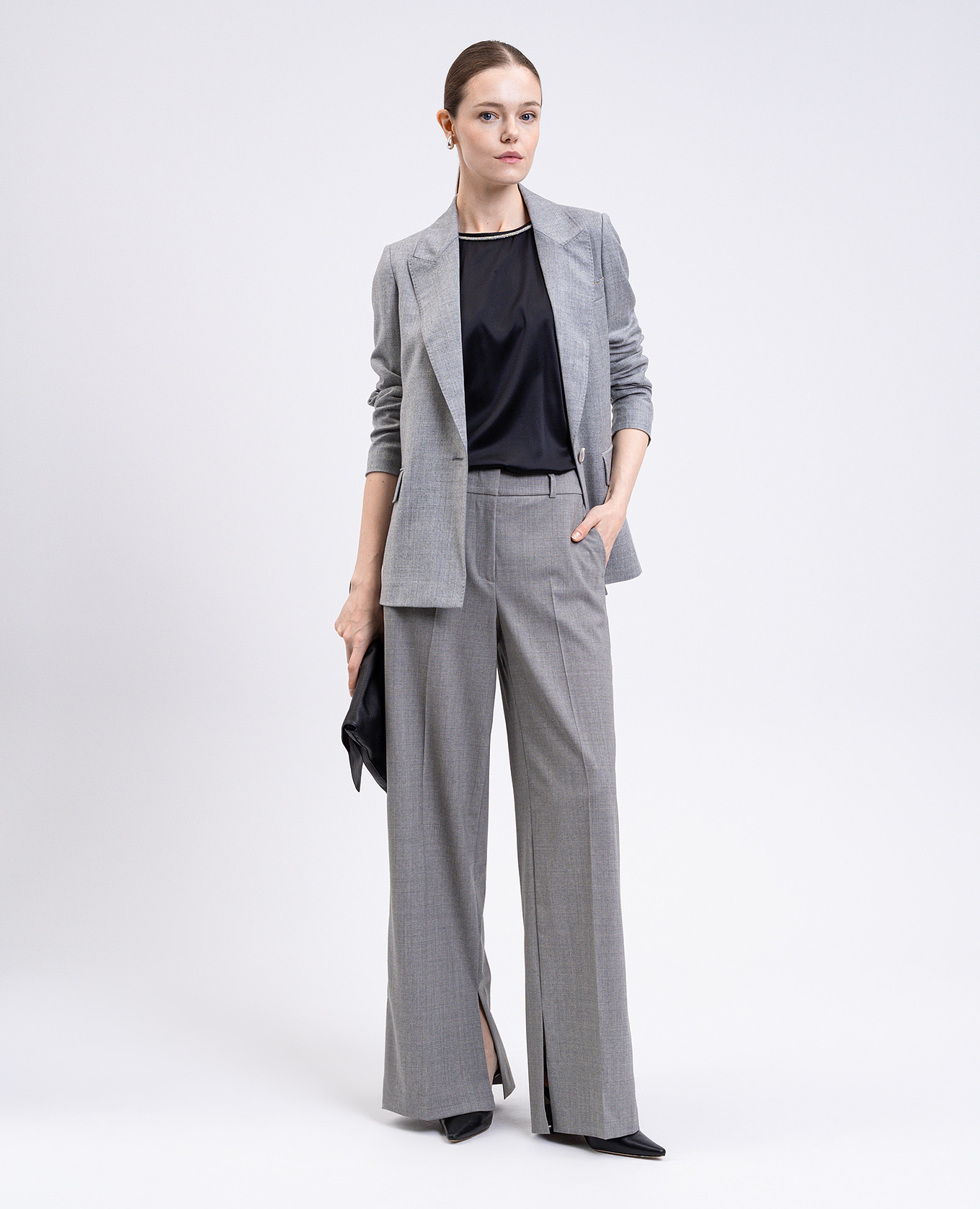 Gray wool pants with brand patch Peserico 2
