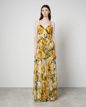 Dolce&Gabbana White floral printed silk maxi dress F6J8BTIS1P2