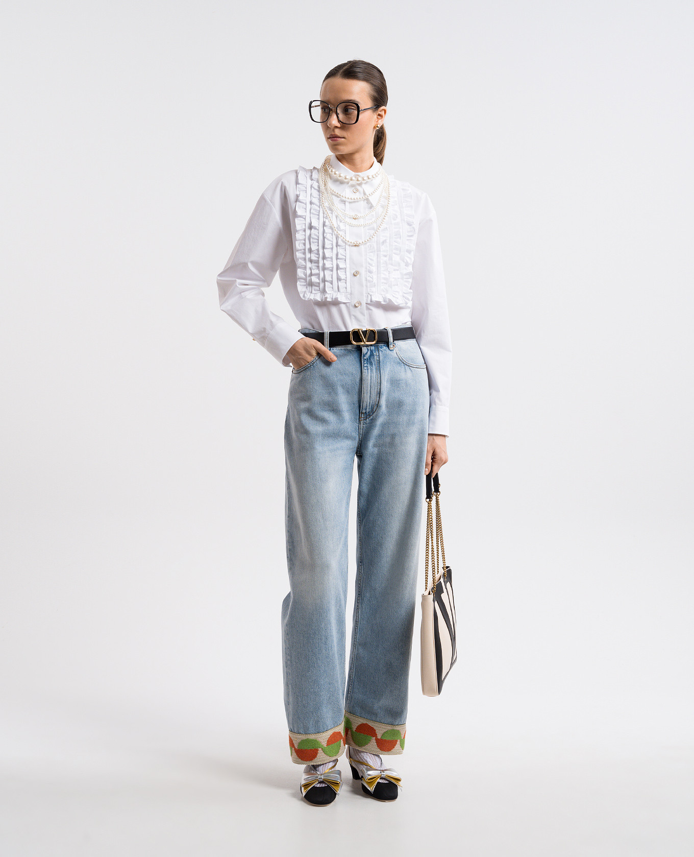 

White blouse with ruffles Valentino