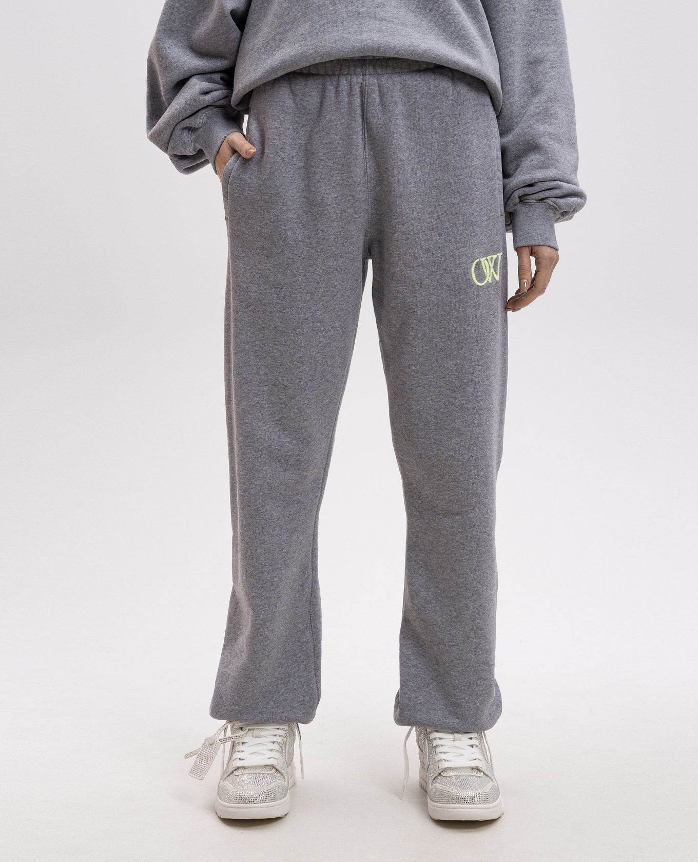 

Gray melange joggers with logo embroidery Off-White, Grey