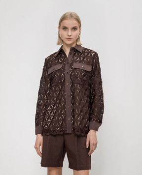 Max Mara Weekend AFONA brown openwork blouse with embroidery AFONA1234