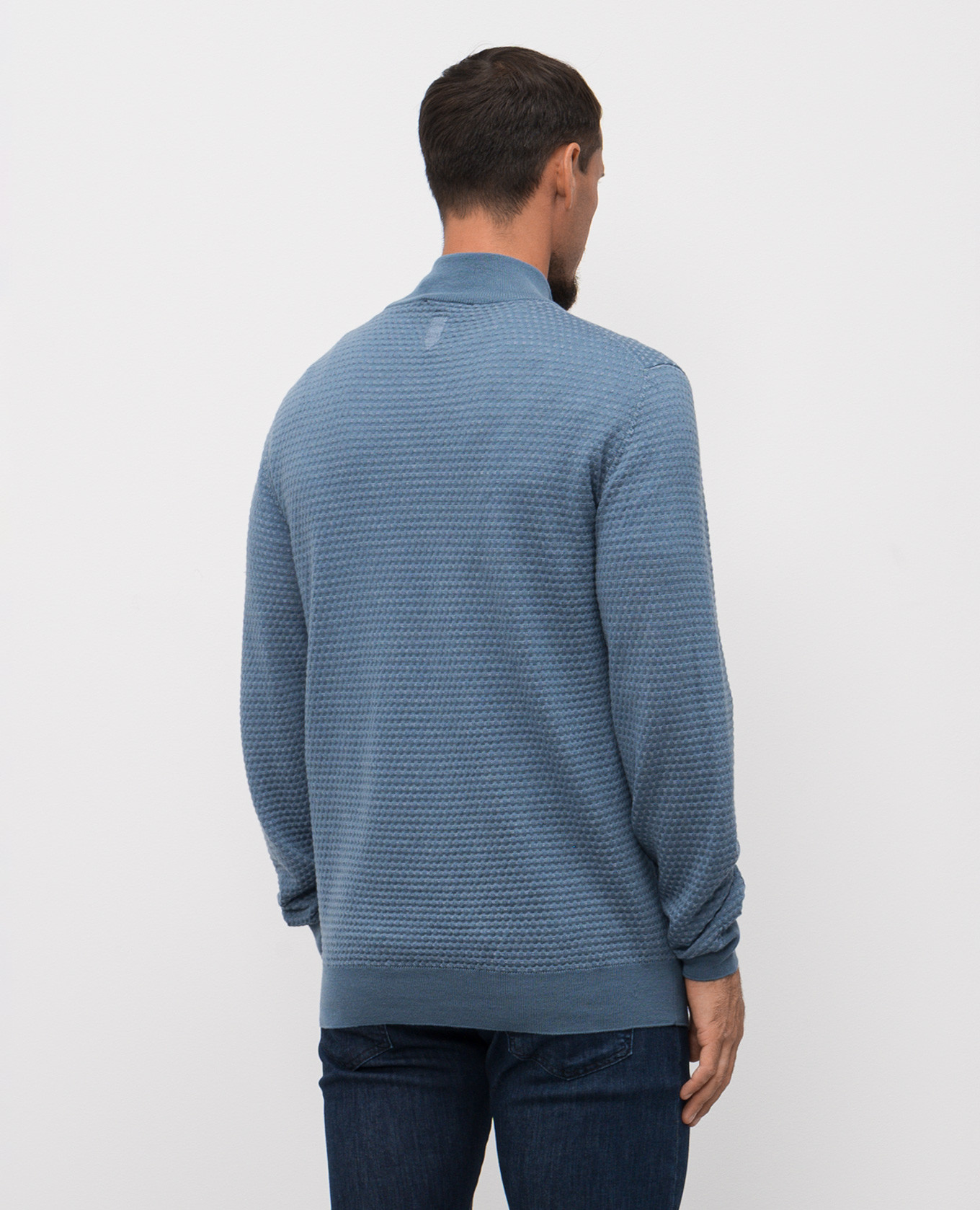 

Blue merino wool jumper with pattern Canali, Light blue