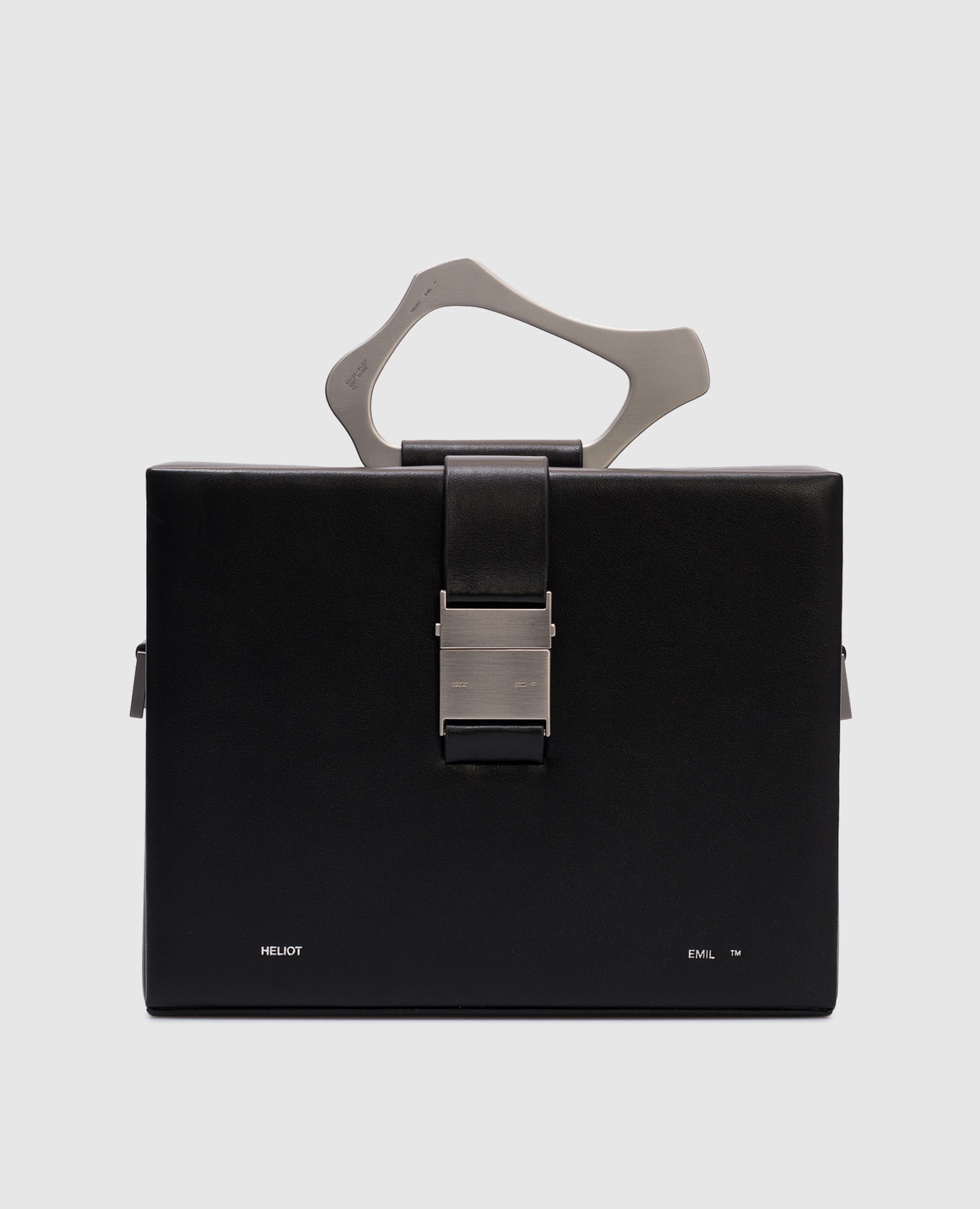 

Black leather messenger bag with logo Heliot Emil