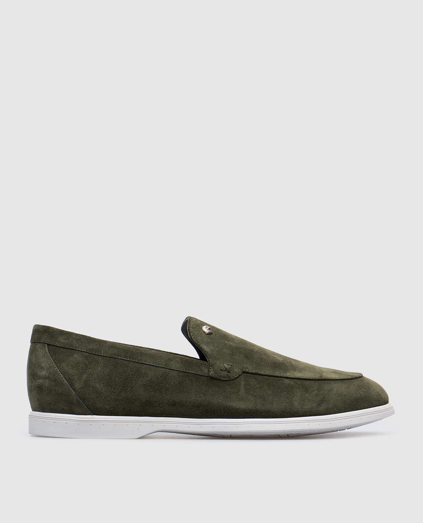 

Green suede loafers with logo patch Stefano Ricci