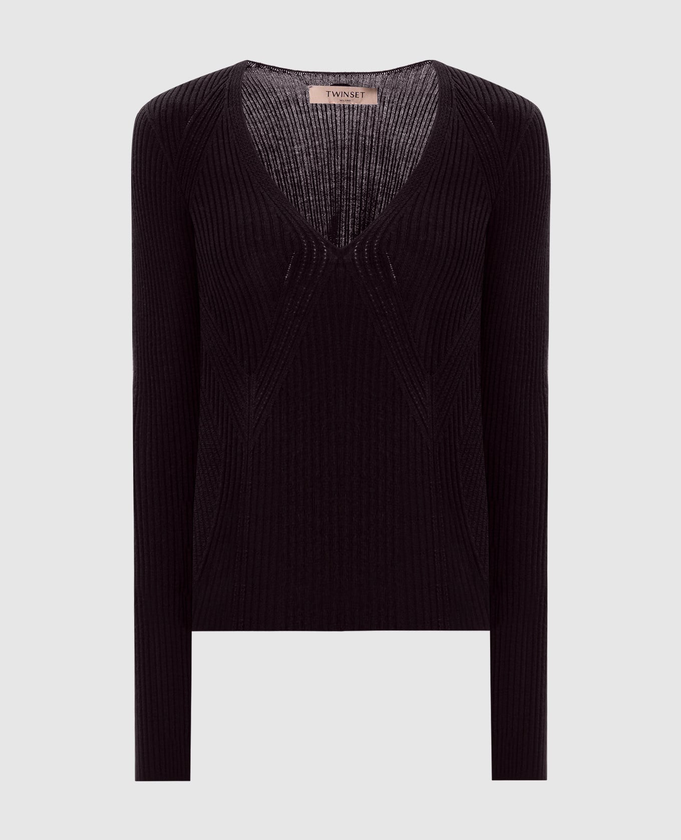 Brown wool pullover with emblem