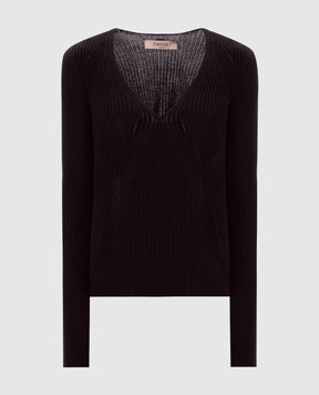 Twinset Brown wool pullover with emblem 252TT3110