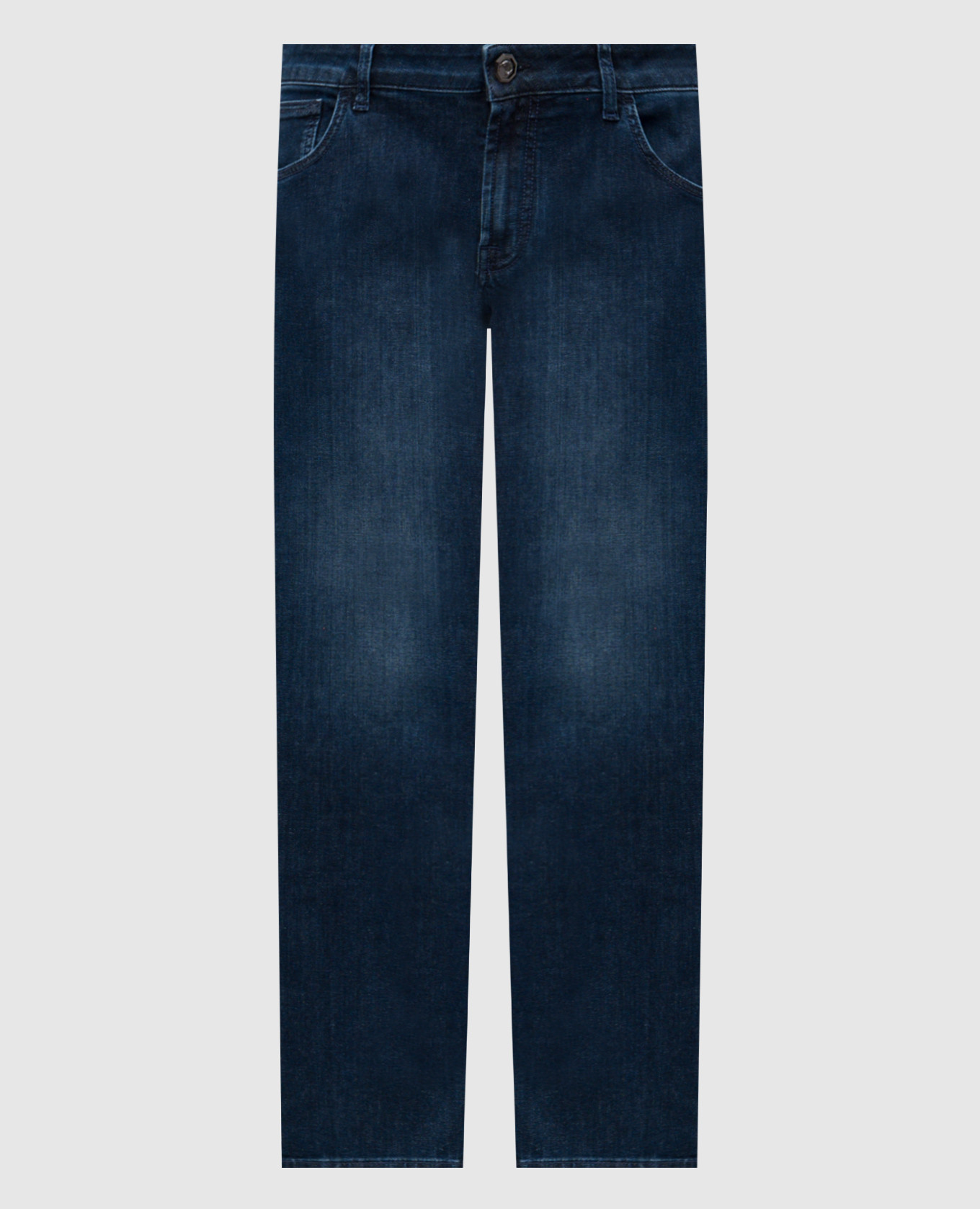 

Blue jeans with leather logo patch Stefano Ricci