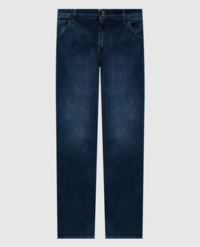 Stefano Ricci Blue jeans with leather logo patch MST33S2020T0093