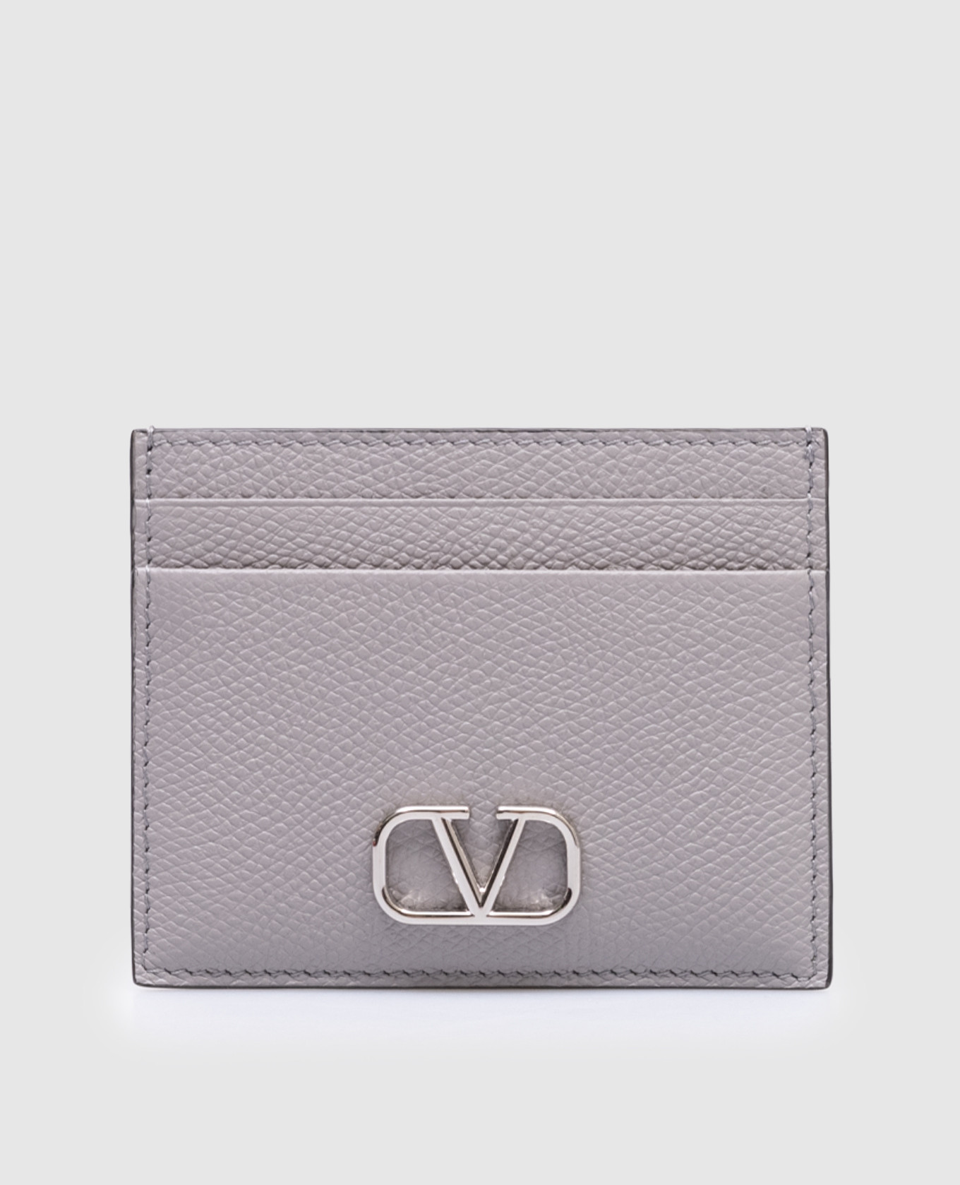 

Gray leather cardholder with logo Valentino, Grey