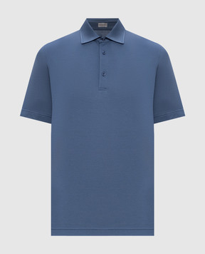 CAPOBIANCO Blue polo shirt with logo patch 18M601MK0058