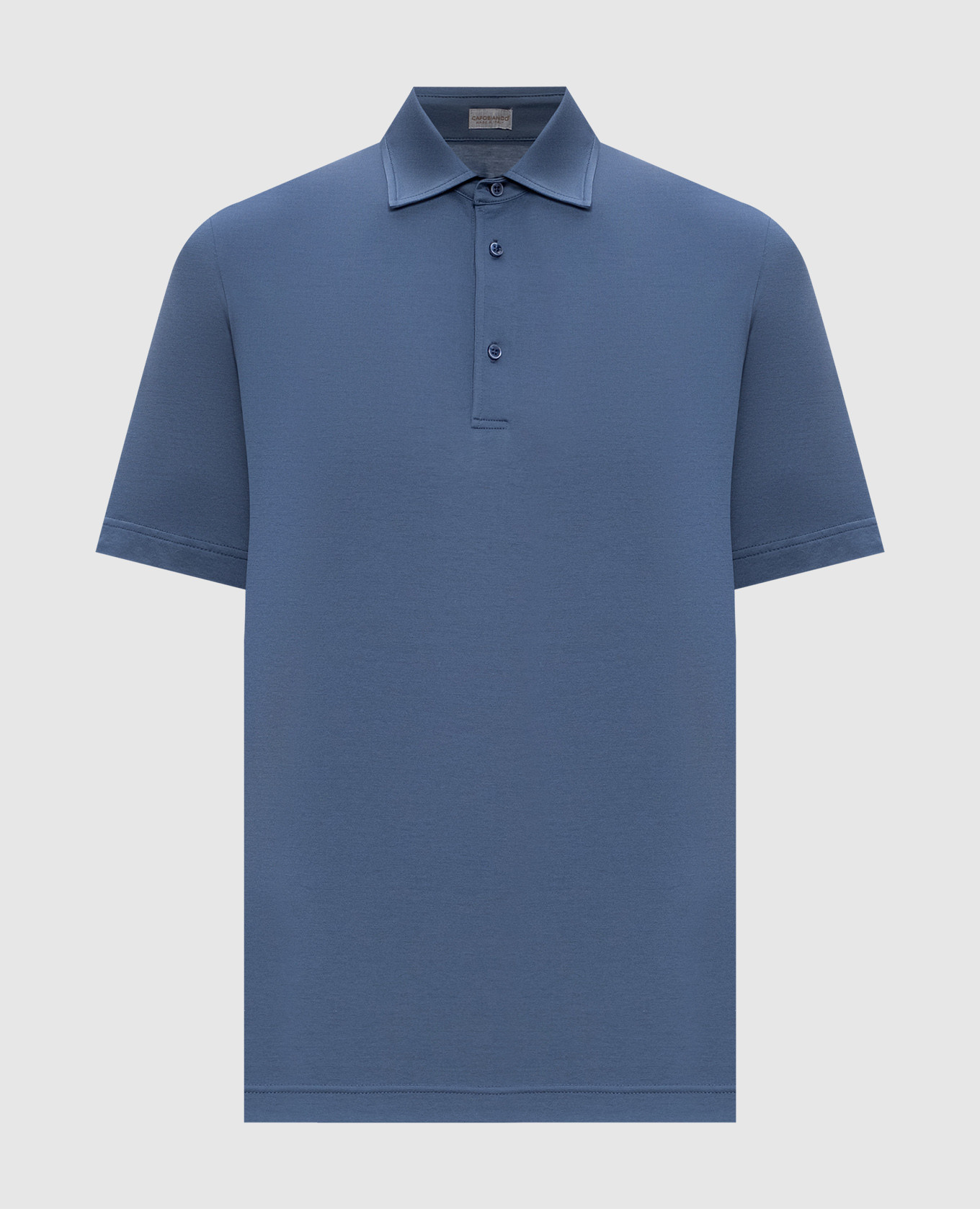 Blue polo shirt with logo patch CAPOBIANCO
