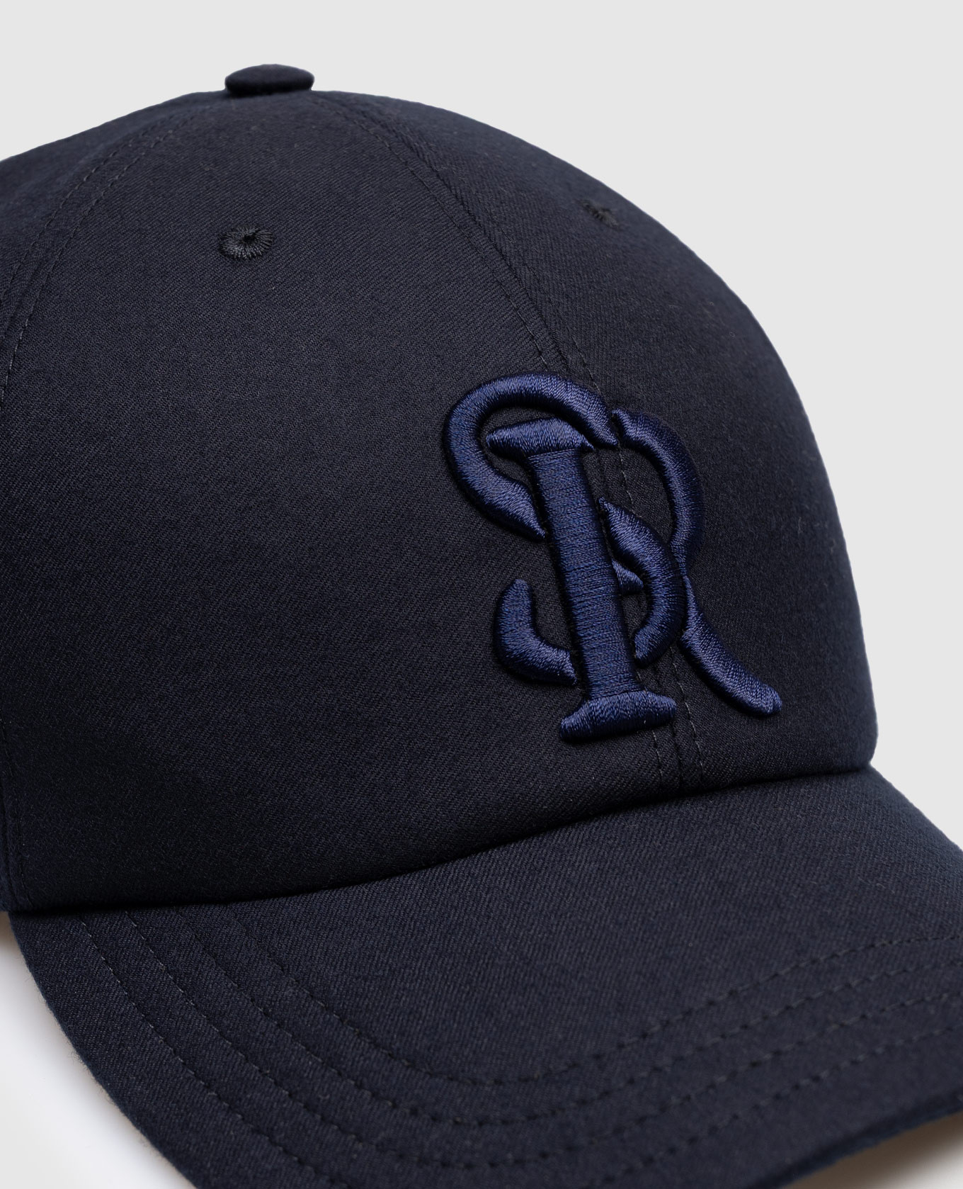 

Blue wool cap with embroidered monogram logo Stefano Ricci
