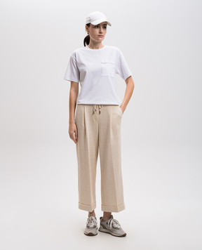 Peserico Beige linen pants with lurex P04224J006137