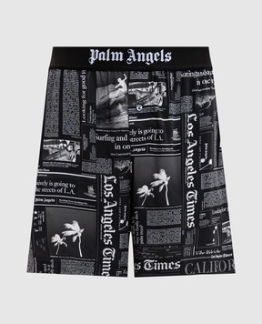 Palm Angels Black shorts with logo print PMCB044F25FAB001