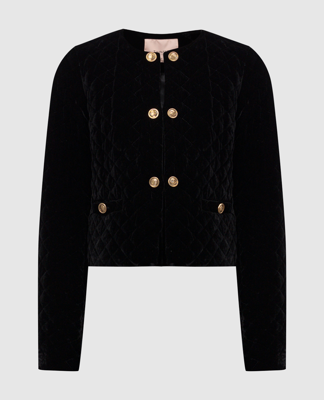 Twinset Black quilted jacket with Oval T logo