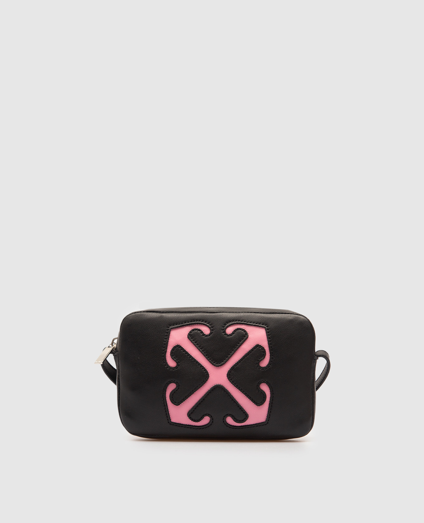 

Black leather crossbody bag with Arrow logo Off-White, Черный
