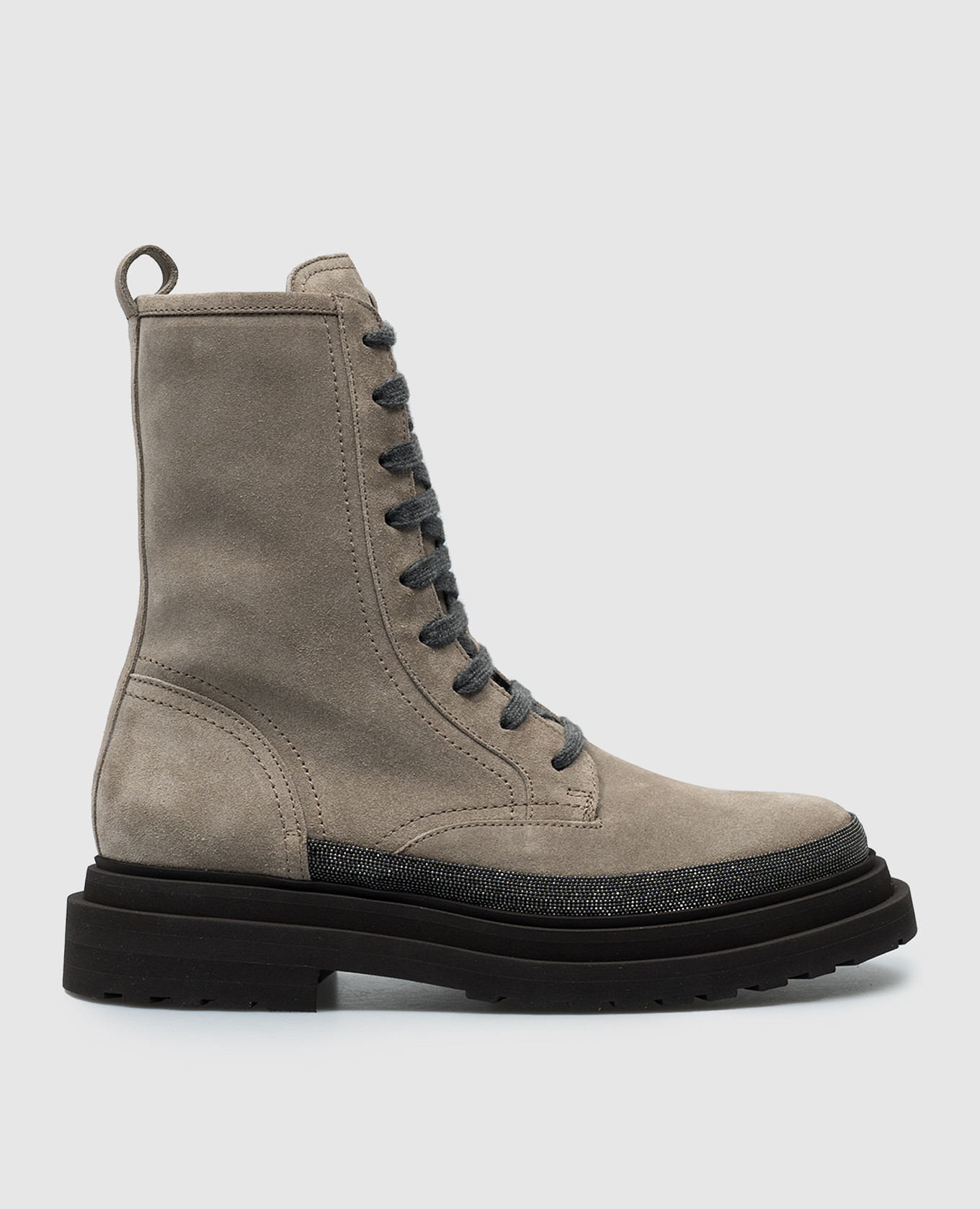 

Gray suede boots with monil chain Brunello Cucinelli, Grey