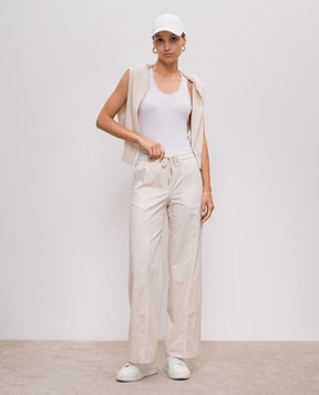 Peserico Beige melange top with monil chain A08919J005669
