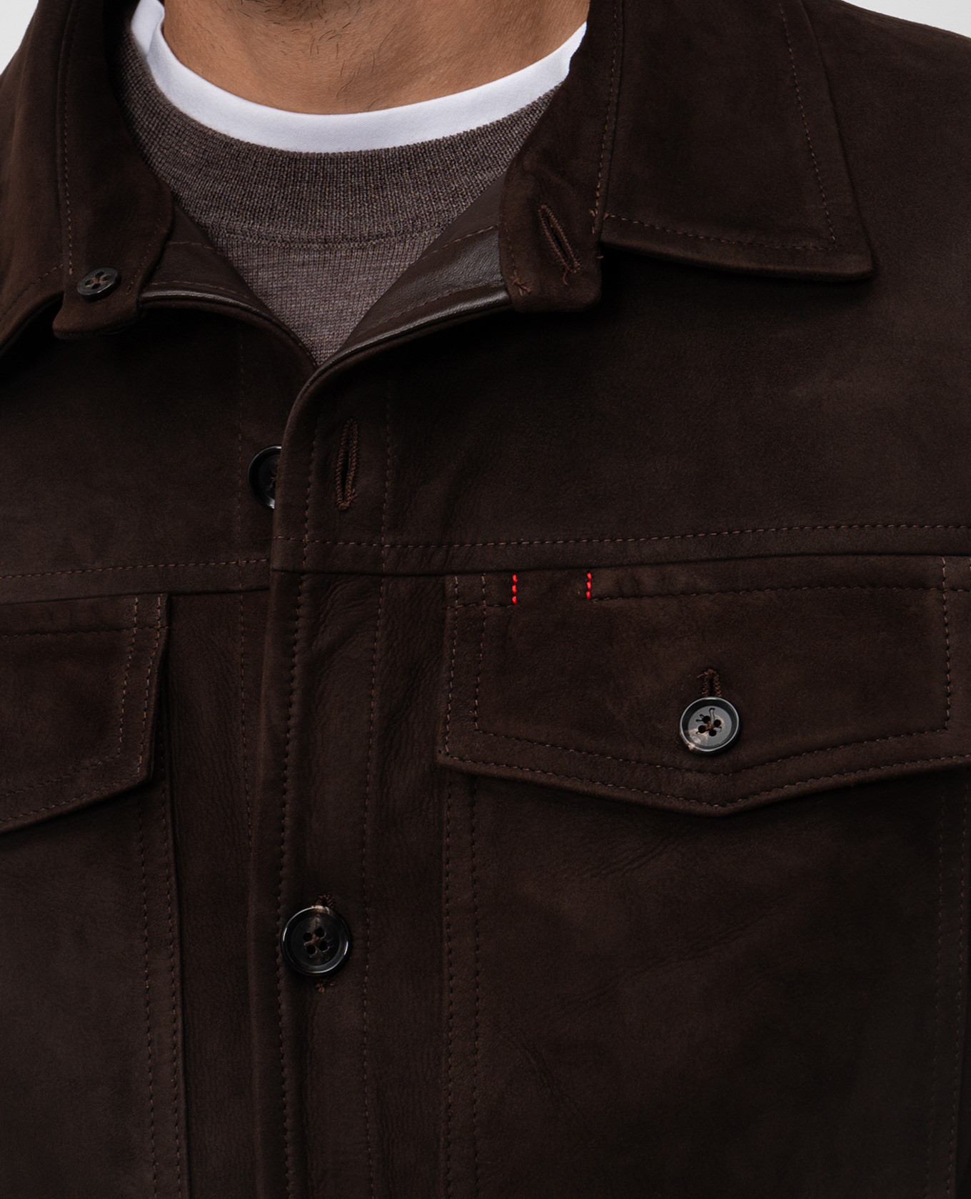 

Brown nubuck shirt jacket ISAIA