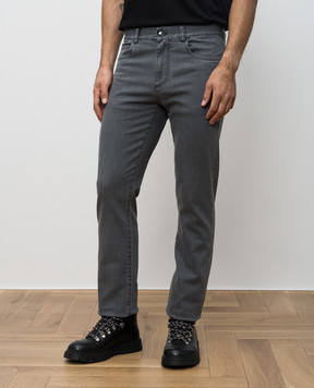 Canali Grey jeans with logo patch PD0001891719