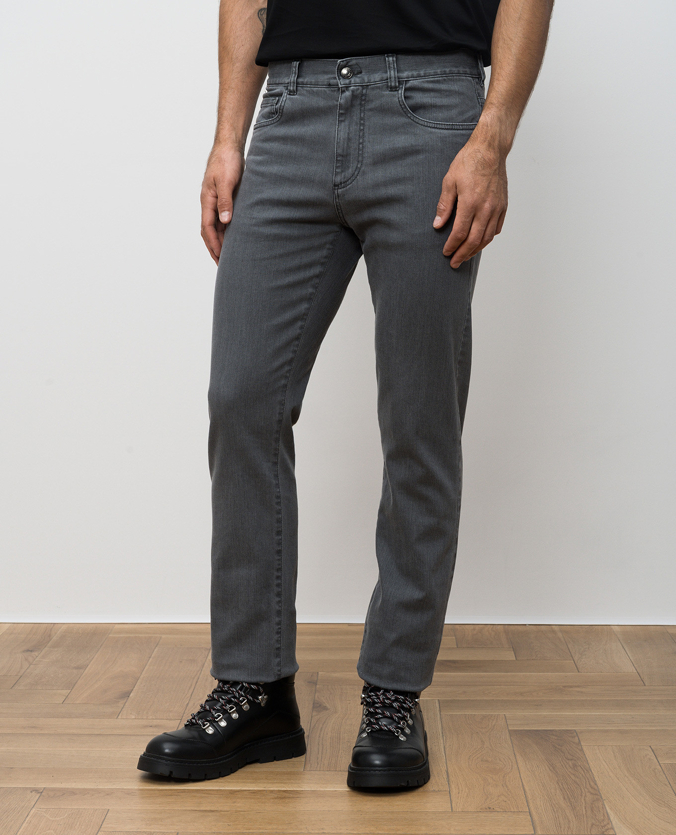 

Grey jeans with logo patch Canali