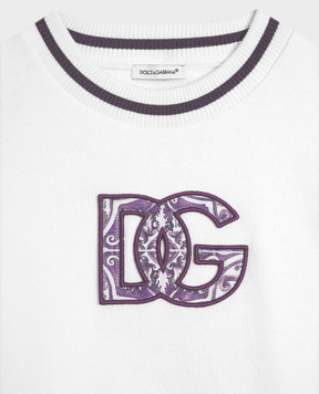 Dolce&Gabbana Children's white sweatshirt with DG logo L5JWBZG7PED812+