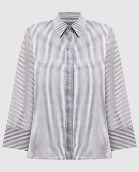Peserico White blouse with silk in a stripe with lurex S06259D00672