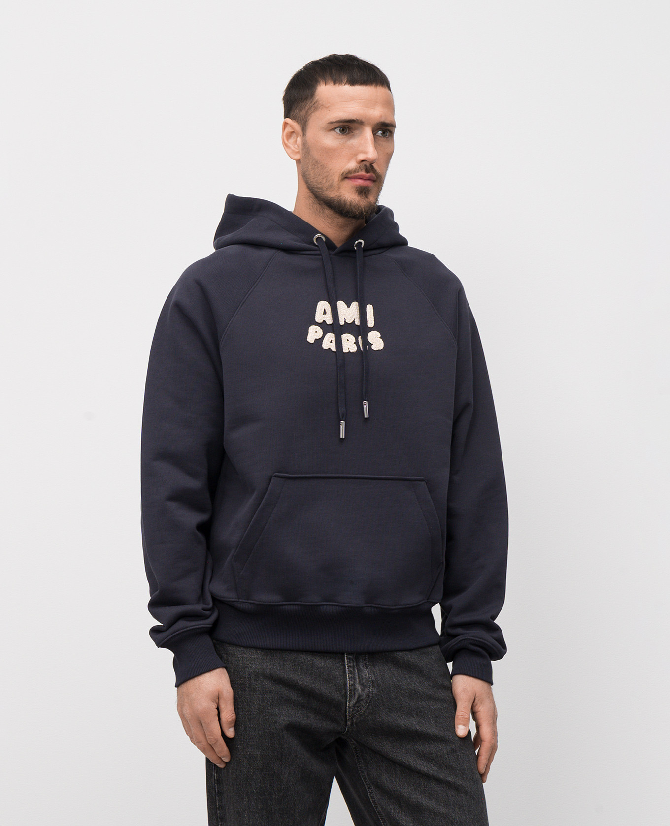 

Blue hoodie with textured logo Ami Paris