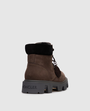 Moncler Brown Peak city nubuck boots with logo K209A4F00010M6882