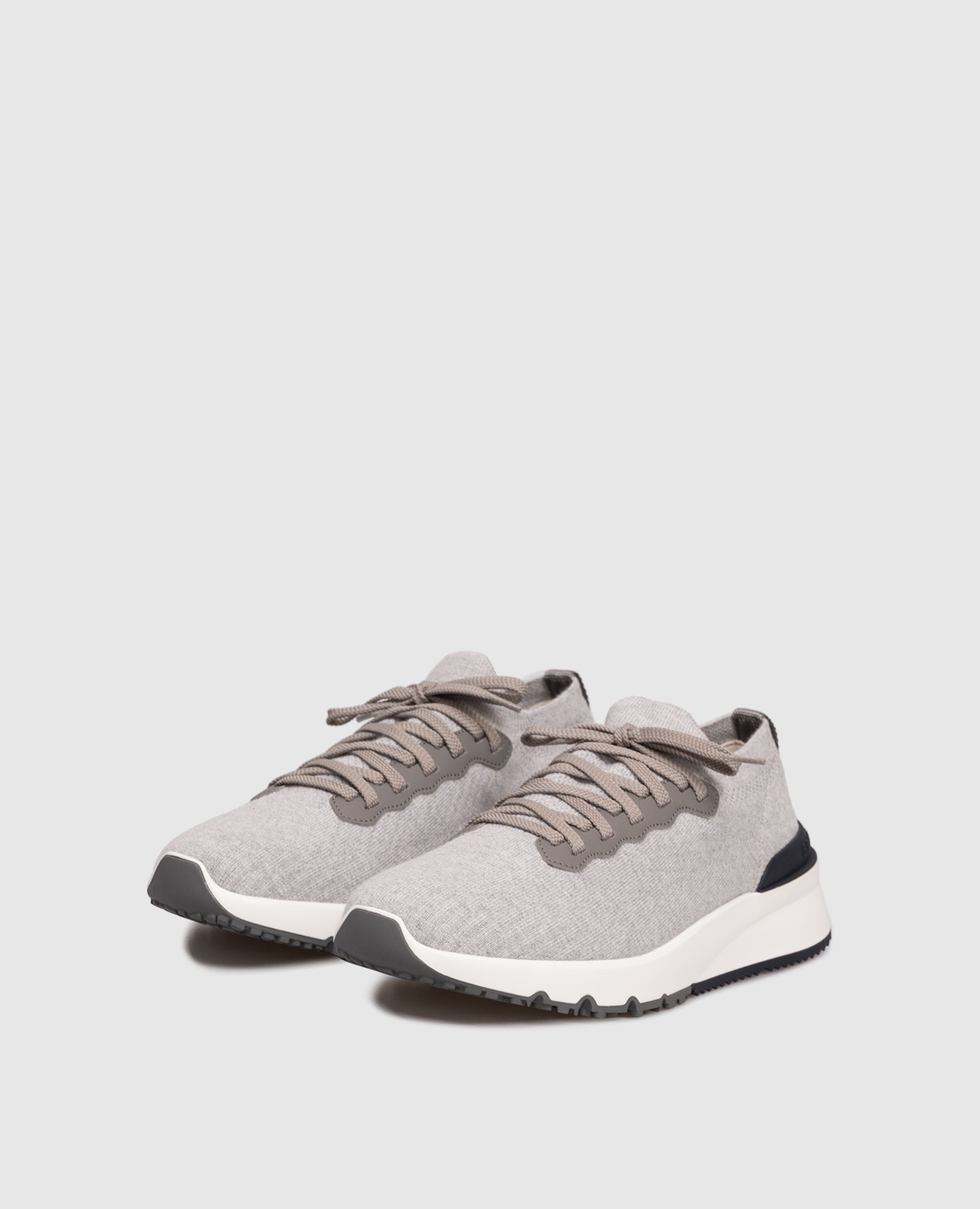 

Grey sneakers with textured logo Brunello Cucinelli