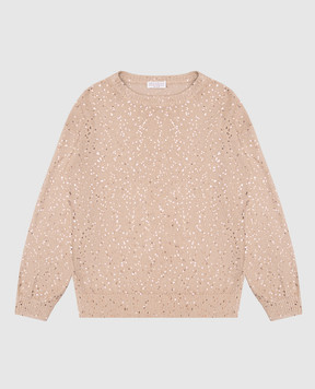 Brunello Cucinelli Children's beige linen and silk jumper with sequins B10M50000A
