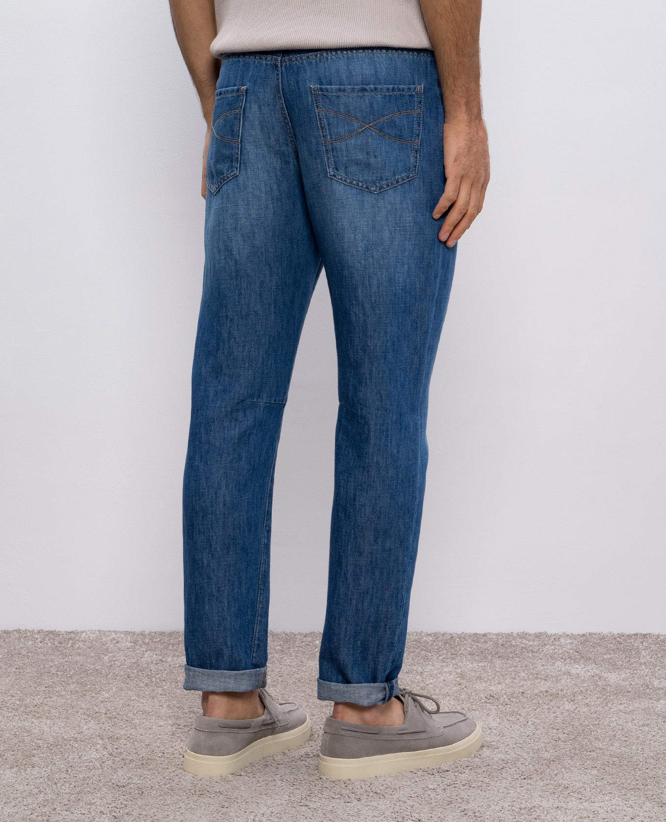 

Blue jeans with linen Brunello Cucinelli