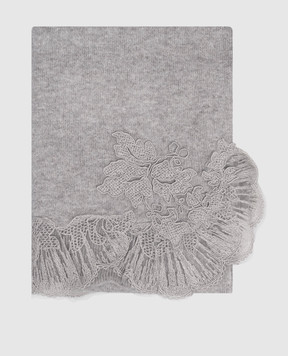 Ermanno Scervino Gray cashmere scarf with lace D475R710EAPPYU