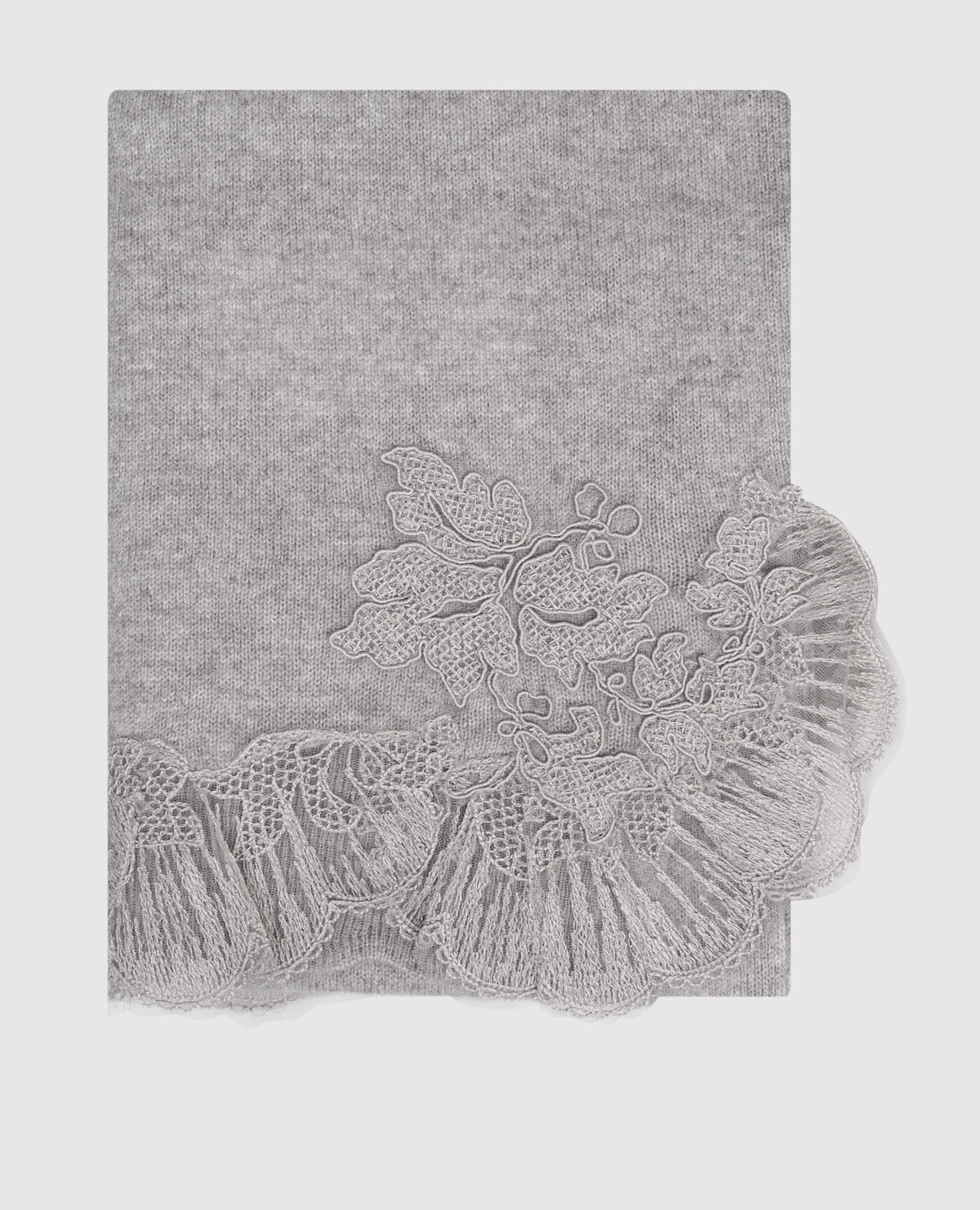 Gray cashmere scarf with lace Ermanno Scervino