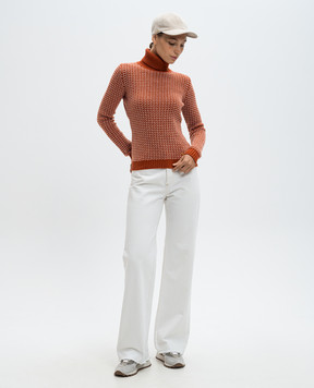 Enrico Mandelli Orange patterned cashmere sweater A9KD835519